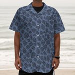 Giraffe Denim Jeans Pattern Print Textured Short Sleeve Shirt