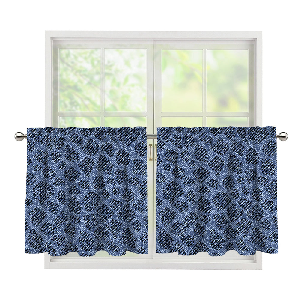 Giraffe Denim Jeans Pattern Print Tier Curtains
