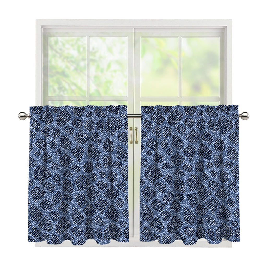 Giraffe Denim Jeans Pattern Print Tier Curtains