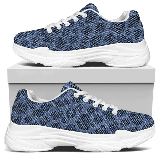 Giraffe Denim Jeans Pattern Print White Chunky Shoes