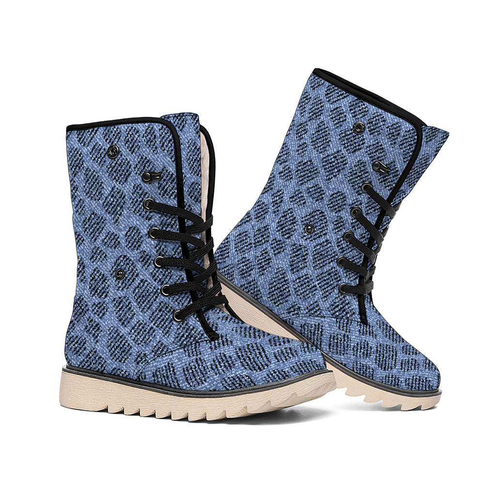 Giraffe Denim Jeans Pattern Print Winter Boots