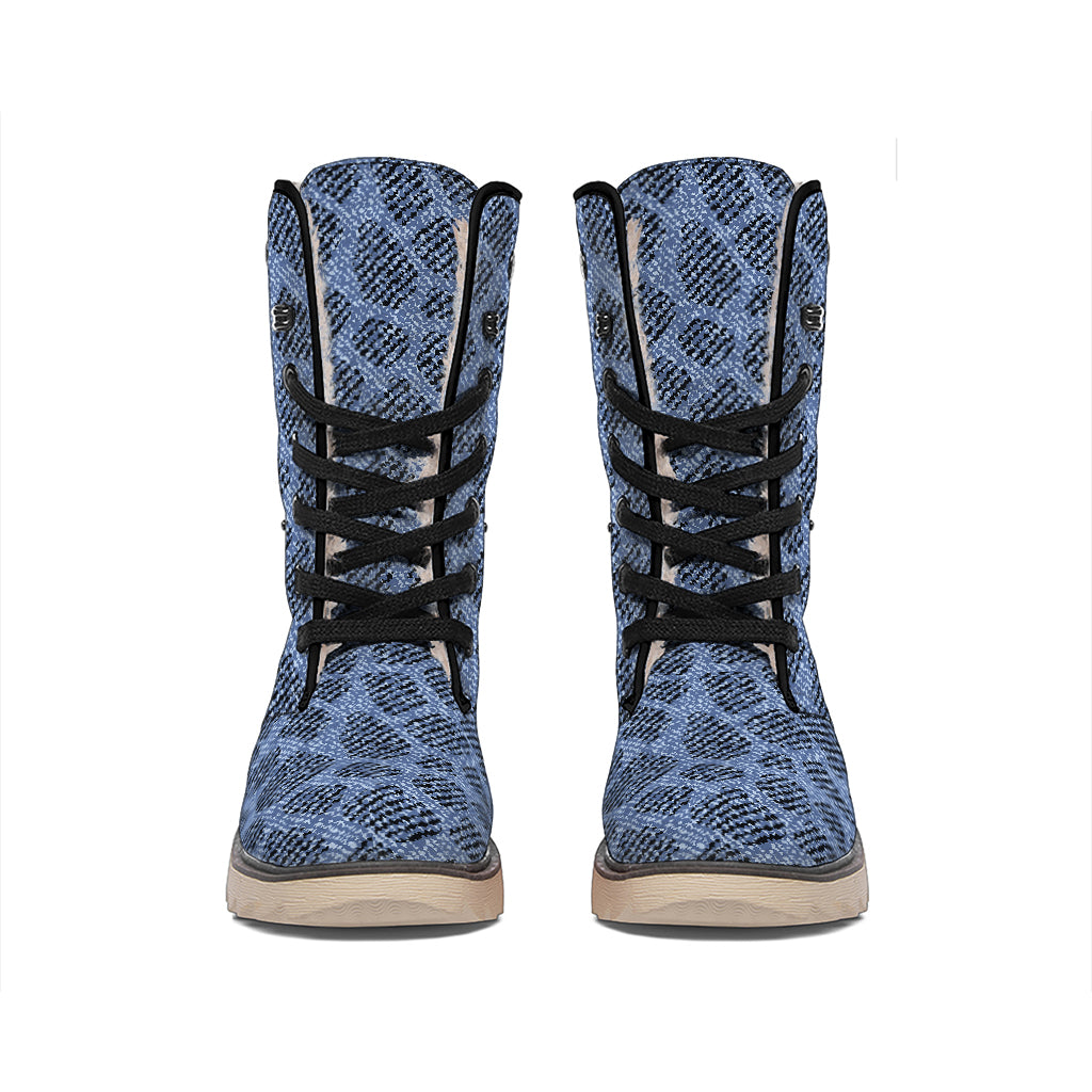 Giraffe Denim Jeans Pattern Print Winter Boots