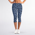 Giraffe Denim Jeans Pattern Print Women's Capri Leggings
