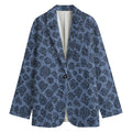Giraffe Denim Jeans Pattern Print Women's Cotton Blazer
