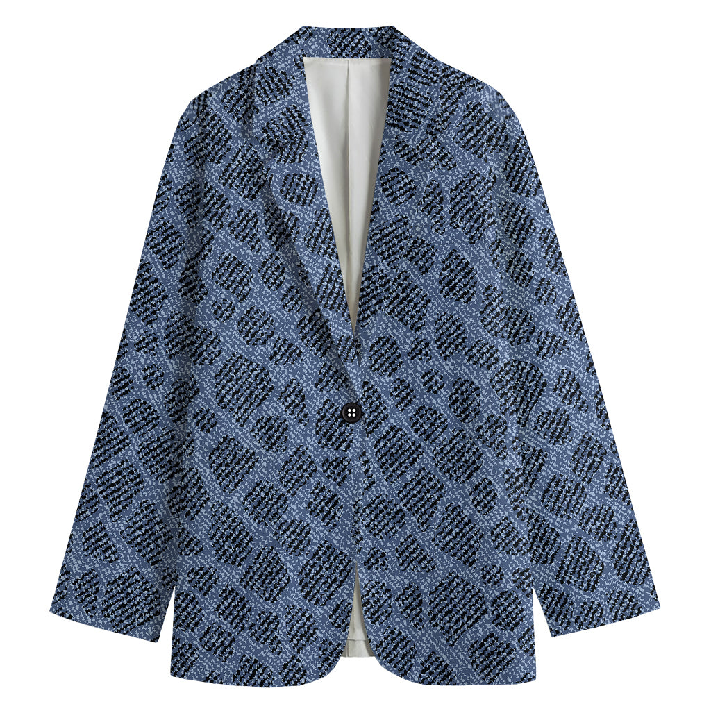 Giraffe Denim Jeans Pattern Print Women's Cotton Blazer