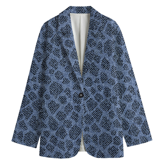 Giraffe Denim Jeans Pattern Print Women's Cotton Blazer