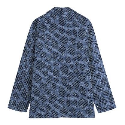Giraffe Denim Jeans Pattern Print Women's Cotton Blazer