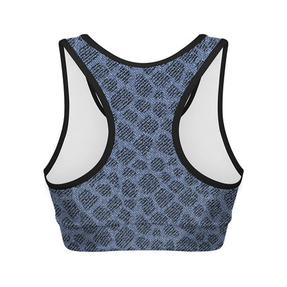 Giraffe Denim Jeans Pattern Print Women's Sports Bra