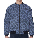 Giraffe Denim Jeans Pattern Print Zip Sleeve Bomber Jacket