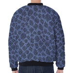 Giraffe Denim Jeans Pattern Print Zip Sleeve Bomber Jacket