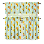 Giraffe With Glasses Pattern Print 3 Piece Kitchen Curtains