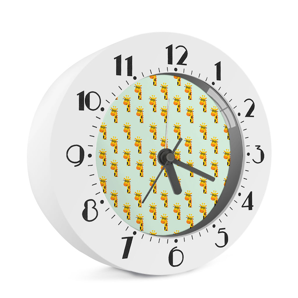 Giraffe With Glasses Pattern Print Alarm Clock