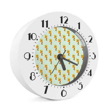 Giraffe With Glasses Pattern Print Alarm Clock