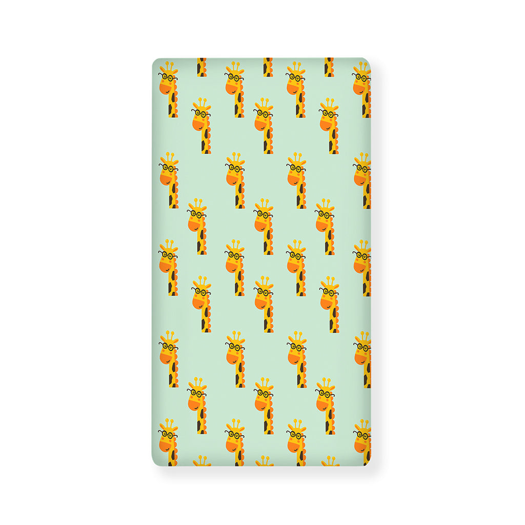 Giraffe With Glasses Pattern Print Baby Crib Sheet