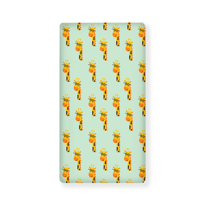 Giraffe With Glasses Pattern Print Baby Crib Sheet