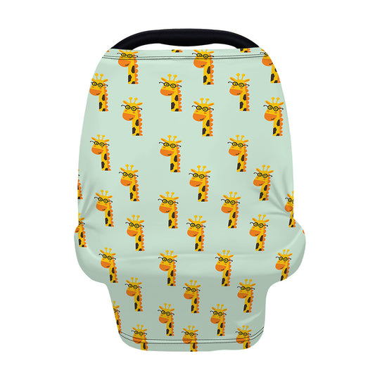 Giraffe With Glasses Pattern Print Baby Seat Cover