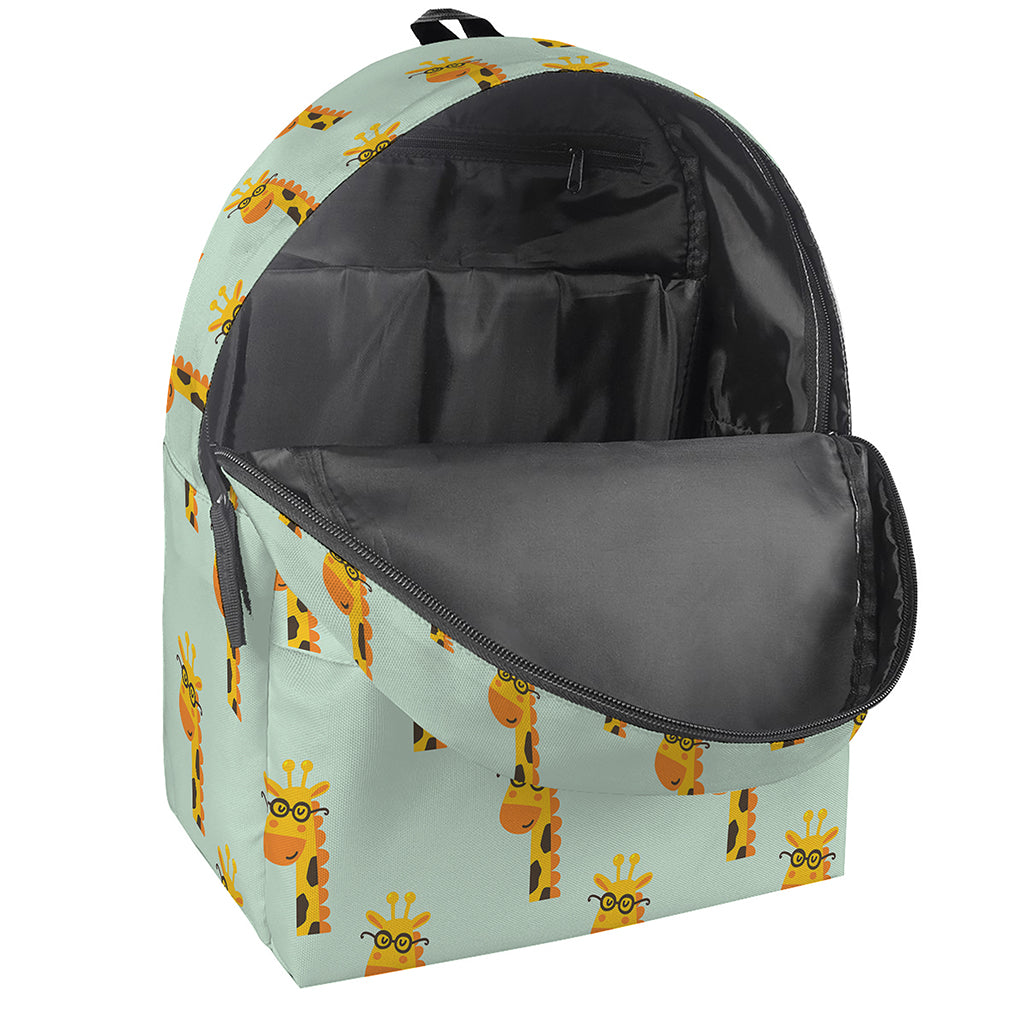 Giraffe With Glasses Pattern Print Backpack