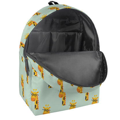 Giraffe With Glasses Pattern Print Backpack