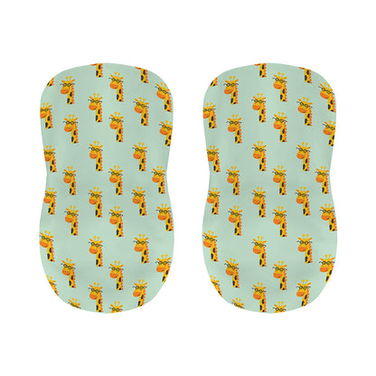 Giraffe With Glasses Pattern Print Bar Stool Covers