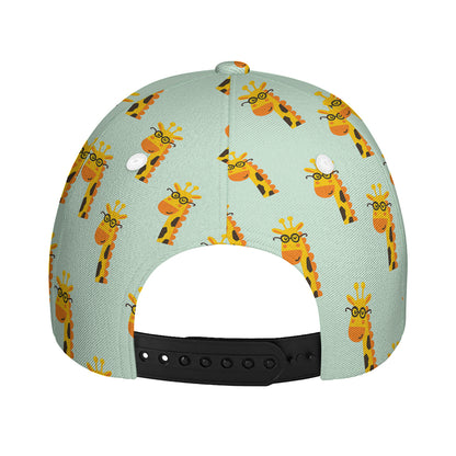 Giraffe With Glasses Pattern Print Baseball Cap