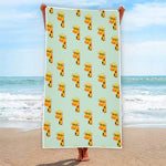 Giraffe With Glasses Pattern Print Beach Towel