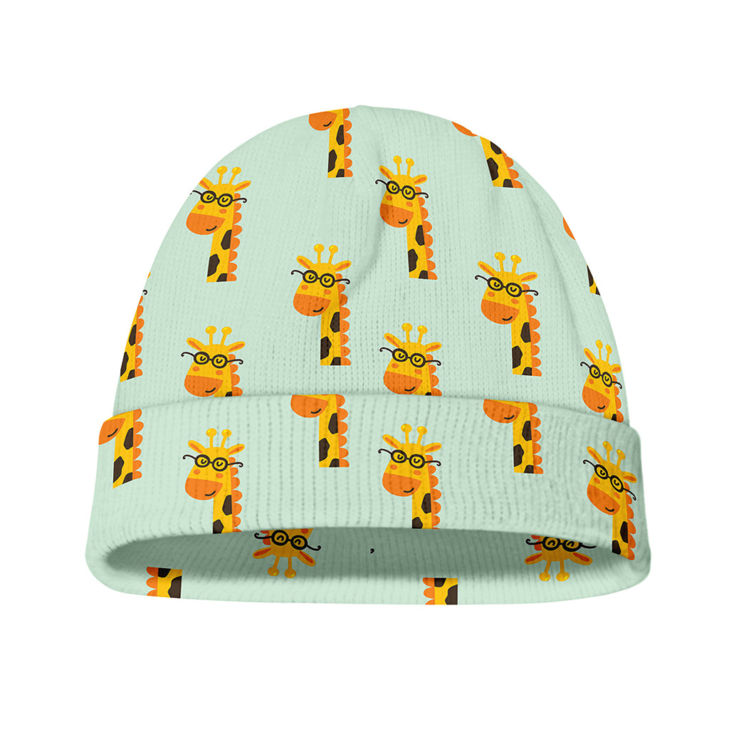 Giraffe With Glasses Pattern Print Beanie