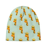 Giraffe With Glasses Pattern Print Beanie