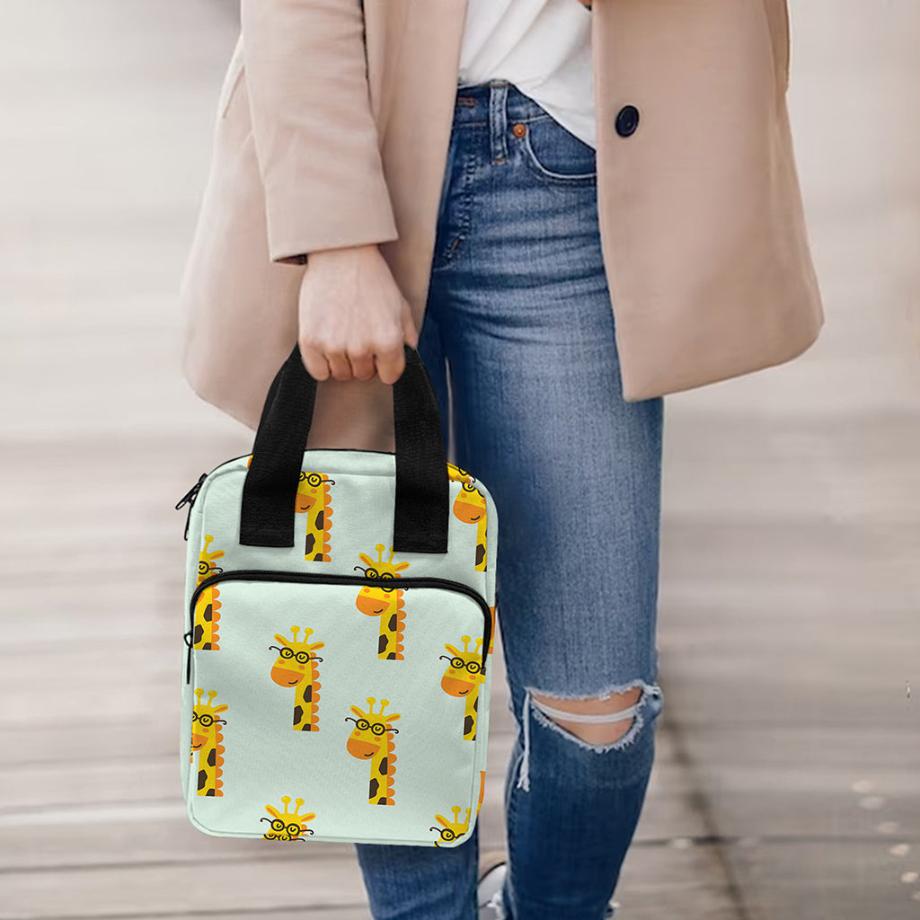 Giraffe With Glasses Pattern Print Bible Tote Bag