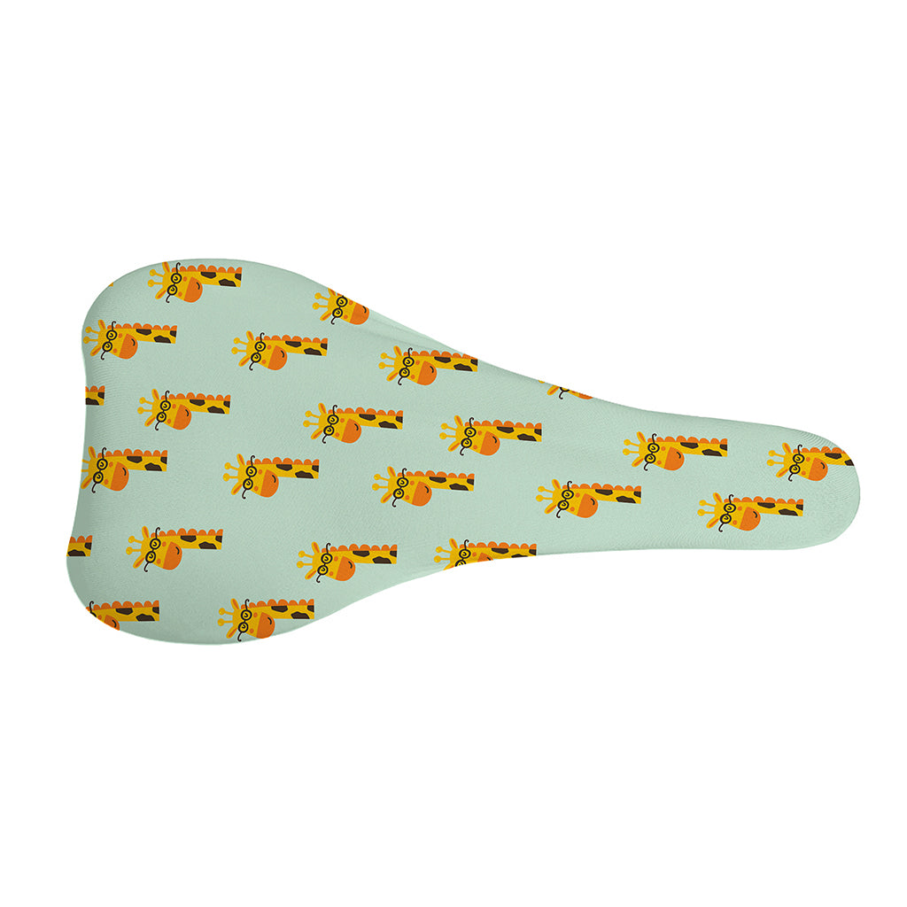 Giraffe With Glasses Pattern Print Bicycle Seat Cover