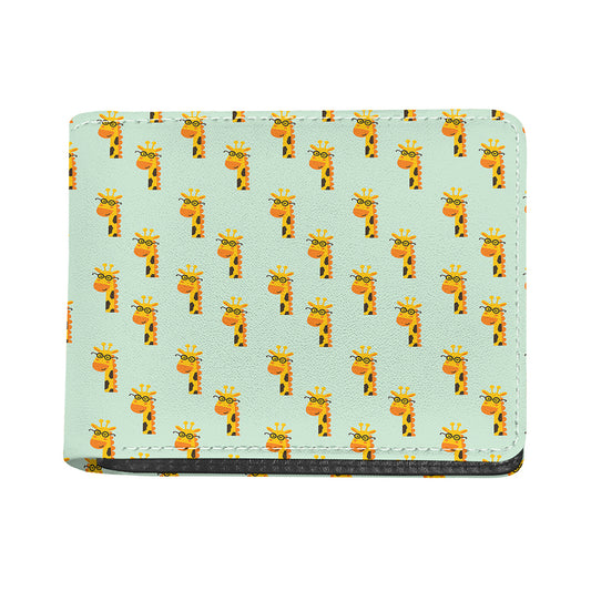 Giraffe With Glasses Pattern Print Bifold Wallet