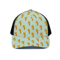 Giraffe With Glasses Pattern Print Black Mesh Trucker Hat