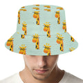 Giraffe With Glasses Pattern Print Bucket Hat