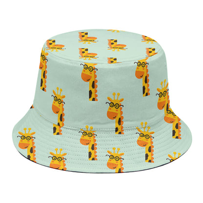 Giraffe With Glasses Pattern Print Bucket Hat