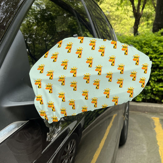 Giraffe With Glasses Pattern Print Car Side Mirror Covers
