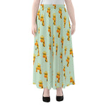 Giraffe With Glasses Pattern Print Chiffon Maxi Skirt