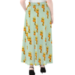 Giraffe With Glasses Pattern Print Chiffon Maxi Skirt