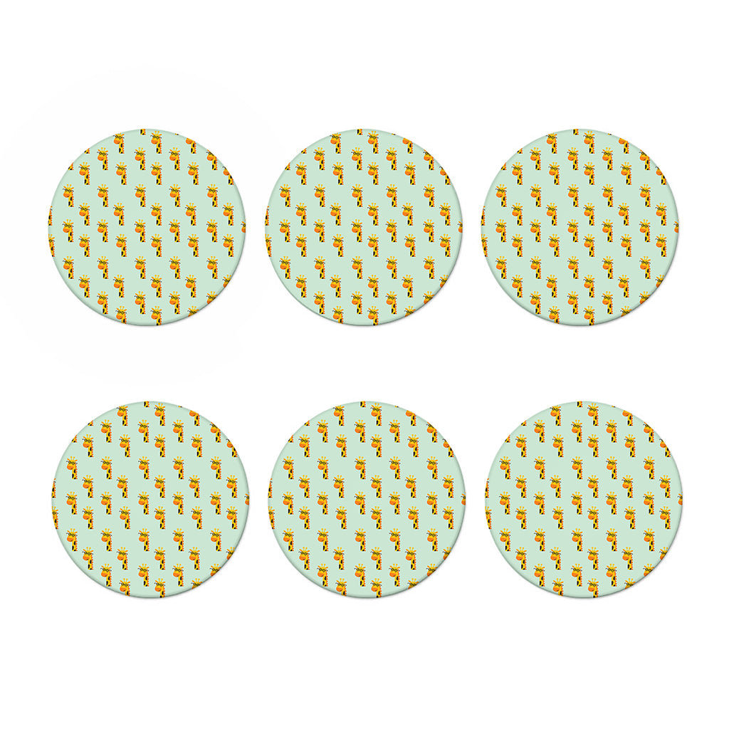 Giraffe With Glasses Pattern Print Coaster Set