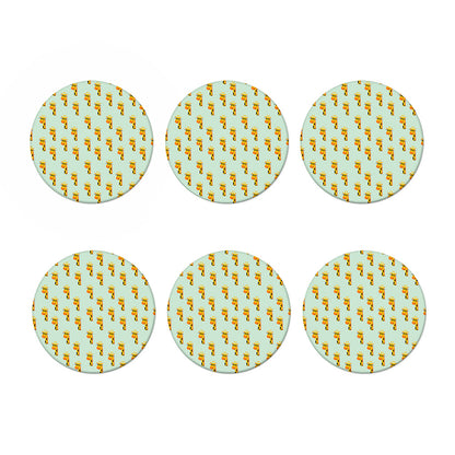 Giraffe With Glasses Pattern Print Coaster Set