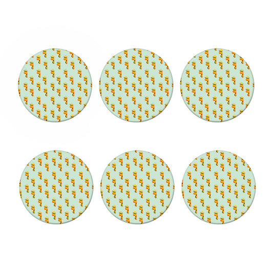 Giraffe With Glasses Pattern Print Coaster Set