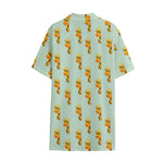 Giraffe With Glasses Pattern Print Cotton Hawaiian Shirt