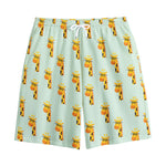 Giraffe With Glasses Pattern Print Cotton Shorts
