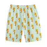 Giraffe With Glasses Pattern Print Cotton Shorts