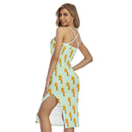 Giraffe With Glasses Pattern Print Cross Back Cami Dress
