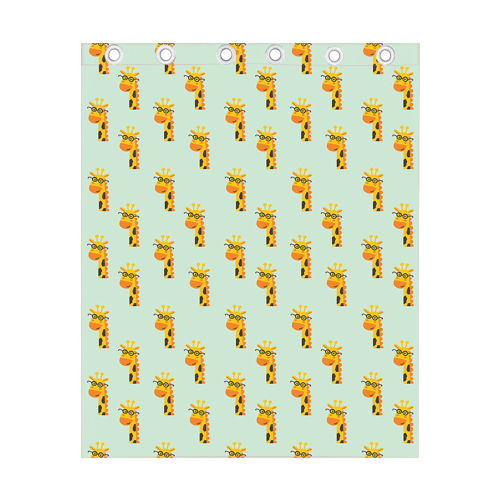 Giraffe With Glasses Pattern Print Curtain