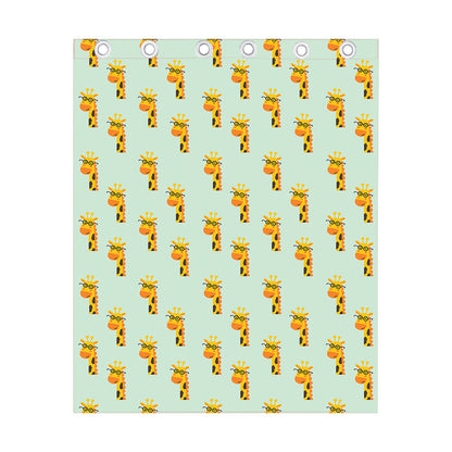 Giraffe With Glasses Pattern Print Curtain