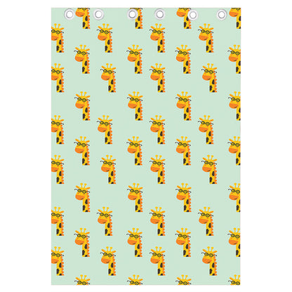 Giraffe With Glasses Pattern Print Curtain