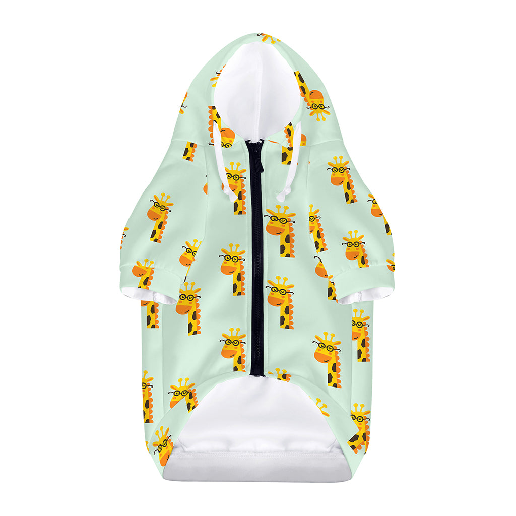Giraffe With Glasses Pattern Print Dog Zip Up Hoodie