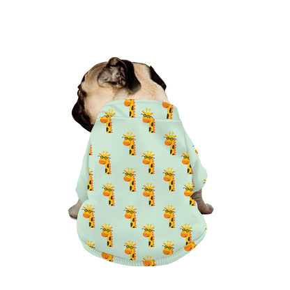Giraffe With Glasses Pattern Print Dog Zip Up Jacket