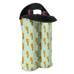 Giraffe With Glasses Pattern Print Double Neoprene Wine Tote