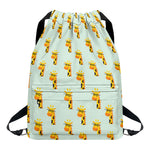 Giraffe With Glasses Pattern Print Drawstring Backpack